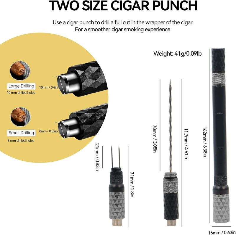 CaLeQi Cigar Punch Cigar Draw Enhancer and Cigar Nubber 4 in 1 The Cigar Punch for all Cigars is a Practical and Essential Cigar Accessories for Cigar Lovers Great Gift for a Man （Black Grey） - Image 3